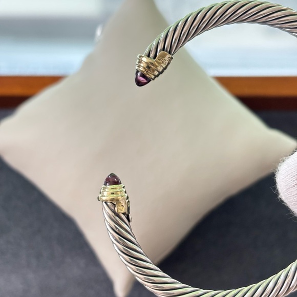 David Yurman 925 & 14k Gold 5mm Cuff with Pink Tourmaline-Medium - Picture 2 of 9
